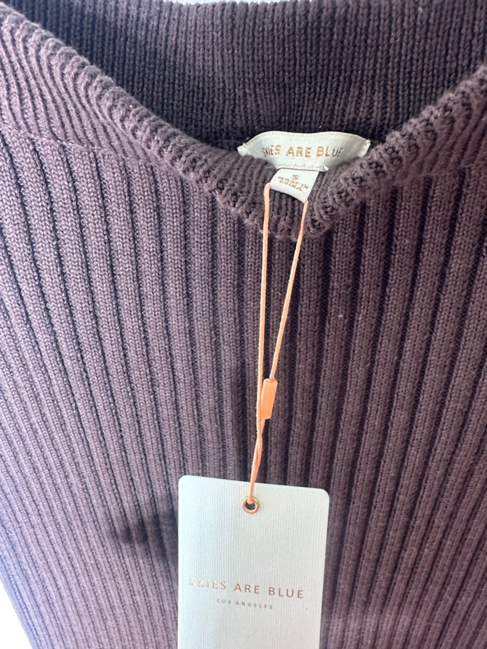New w tags. Ribbed skirt Skies are Blue. Espresso chocolate